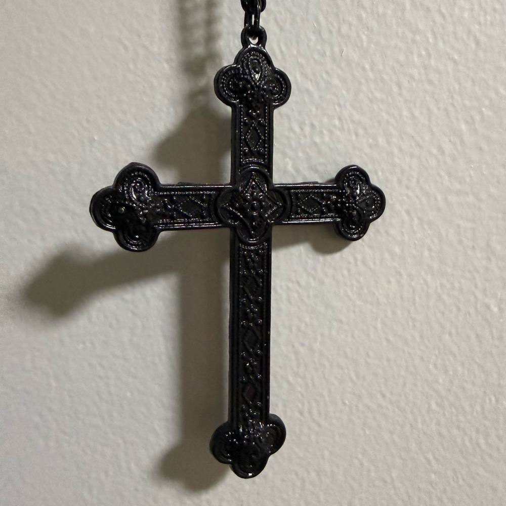 Black Cross Pendant Necklace - Picture 2 of 4